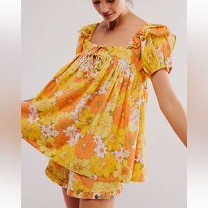 Free People Maggie Mae Set in Orange Crush Combo